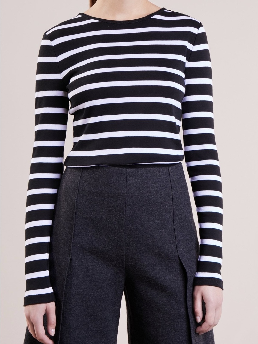 Ralph Lauren Black Label black and white striped knit long sleeve shirt Sz L